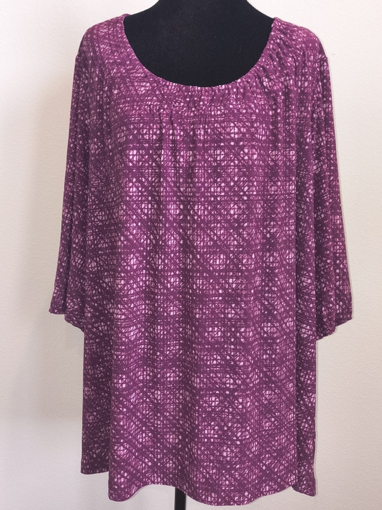 Daisy Fuentes Tops - Women's Purple Printed Scoop Neck Top
